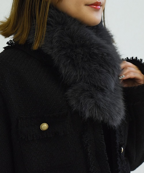 DAY CLOSET（デイ クローゼット）の「【顔周り華やぎ 首元あったか】ふんわり フェイクファー ティペット レディース（ネックウォーマー/スヌード・レディース・モカ/チャコールグレー/グレー/キナリ/ネイビー/ブラック・ONE SIZE）」の16枚目の写真