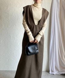 She's Closet（シーズクローゼット）の「ハイウエスト深Vネックロングジャンパースカートワンピース（ジャンパースカート）」