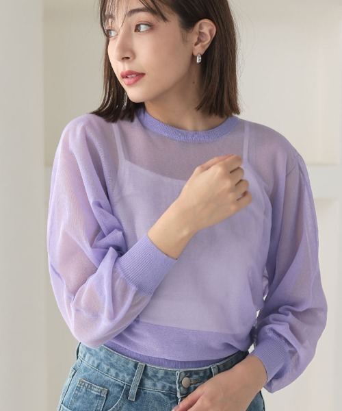 DONOBAN(ドノバン)の「シアーラメドルマン(ニット/セーター・レディース・ホワイト/ブラック/ラベンダー・F)」の3枚目の写真