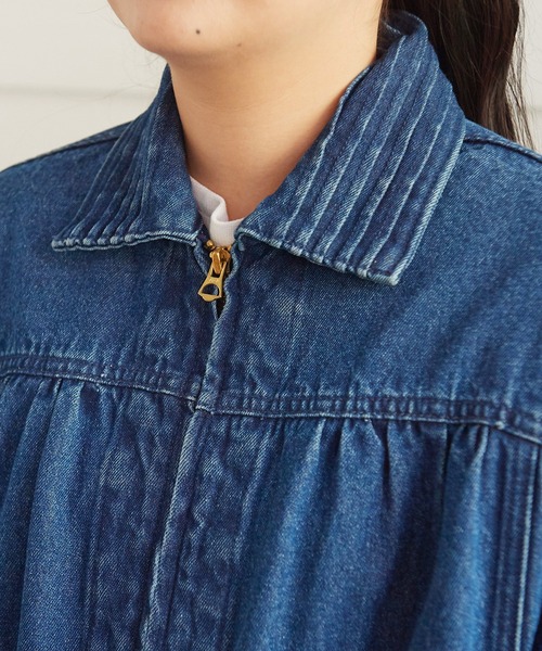 CHILD WOMAN（チャイルドウーマン）の「☆10ozデニム　三つ編みギャザーBIGブルゾン（ブルゾン・レディース・ブルー・FREE）」の16枚目の写真