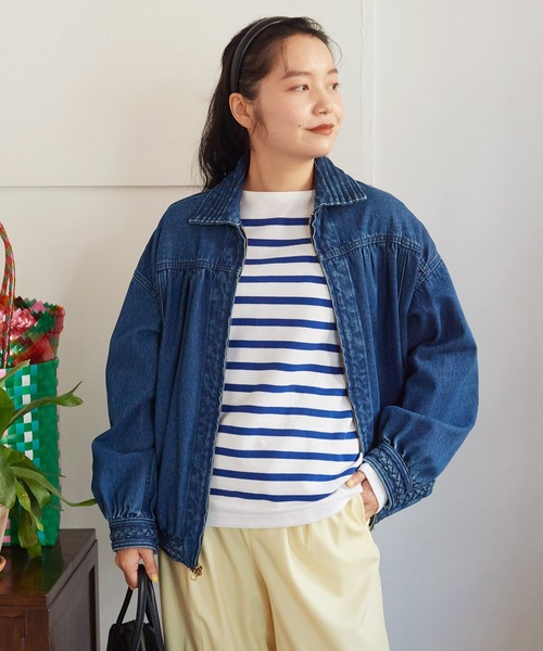 CHILD WOMAN（チャイルドウーマン）の「☆10ozデニム　三つ編みギャザーBIGブルゾン（ブルゾン・レディース・ブルー・FREE）」の8枚目の写真