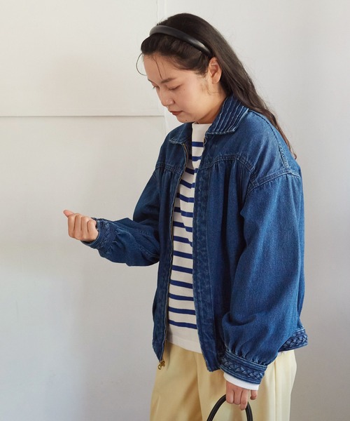 CHILD WOMAN（チャイルドウーマン）の「☆10ozデニム　三つ編みギャザーBIGブルゾン（ブルゾン・レディース・ブルー・FREE）」の9枚目の写真