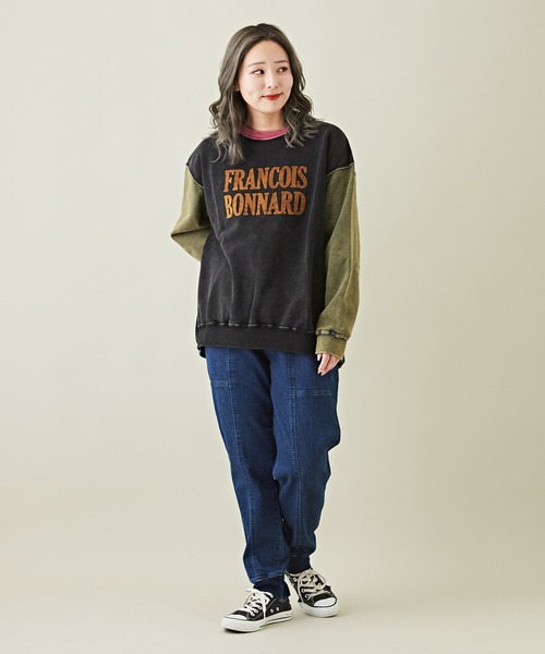 CUBE SUGAR（キューブシュガー）の「10オンスストレッチデニム裏起毛ジョガーパンツ（デニムパンツ・レディース・インディゴブルー/ブラック/マルチ・M/S）」の13枚目の写真