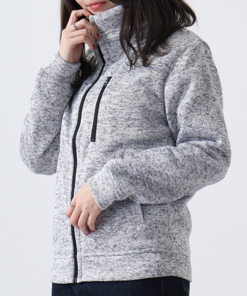 ACE（エース）の「ACE ニットフリース 防風 ジャケット（ブルゾン・レディース・ネイビー/ターコイズブルー/カーキ/ワイン/杢グレー/チャコール/ヘザーチャコール・L/M/LL）」の2枚目の写真