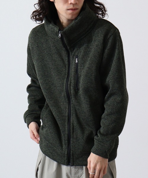 ACE（エース）の「ACE ニットフリース 防風 ジャケット（ブルゾン・レディース・ネイビー/ターコイズブルー/カーキ/ワイン/杢グレー/チャコール/ヘザーチャコール・L/M/LL）」の4枚目の写真