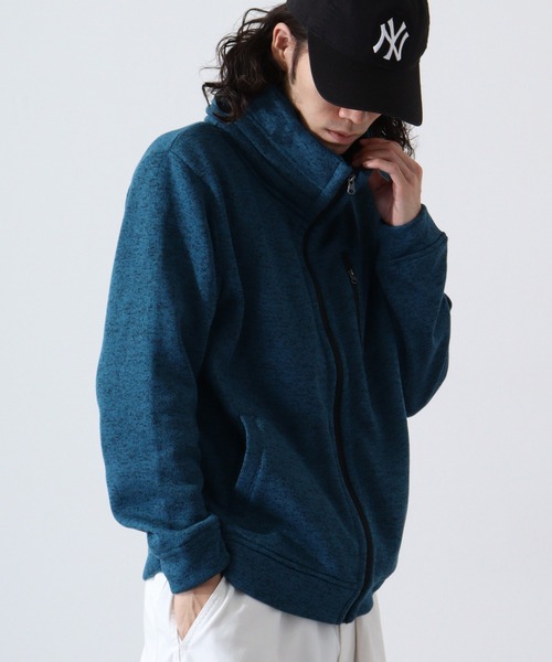 ACE（エース）の「ACE ニットフリース 防風 ジャケット（ブルゾン・レディース・ネイビー/ターコイズブルー/カーキ/ワイン/杢グレー/チャコール/ヘザーチャコール・L/M/LL）」の6枚目の写真