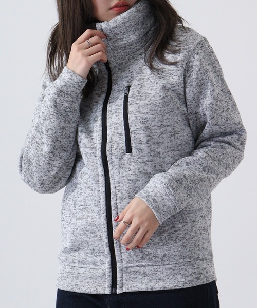 ACE（エース）の「ACE ニットフリース 防風 ジャケット（ブルゾン・レディース・ネイビー/ターコイズブルー/カーキ/ワイン/杢グレー/チャコール/ヘザーチャコール・L/M/LL）」の8枚目の写真