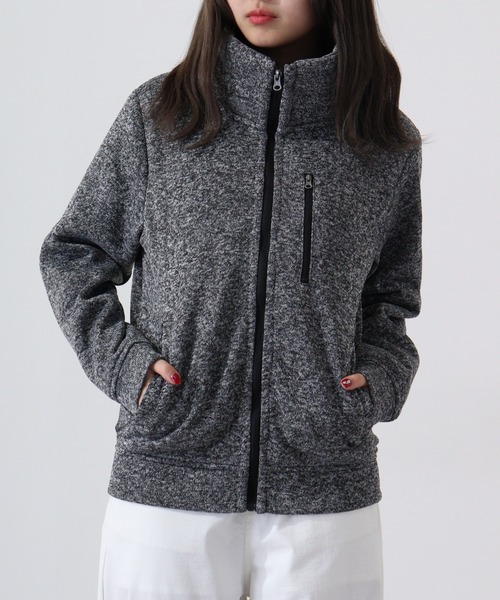 ACE（エース）の「ACE ニットフリース 防風 ジャケット（ブルゾン・レディース・ネイビー/ターコイズブルー/カーキ/ワイン/杢グレー/チャコール/ヘザーチャコール・L/M/LL）」の12枚目の写真