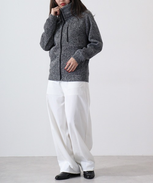ACE（エース）の「ACE ニットフリース 防風 ジャケット（ブルゾン・レディース・ネイビー/ターコイズブルー/カーキ/ワイン/杢グレー/チャコール/ヘザーチャコール・L/M/LL）」の16枚目の写真