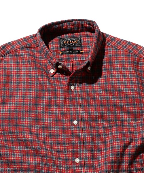 BEAMS PLUS（ビームスプラス）の「フランネル ミニチェック ボタンダウン シャツ（シャツ/ブラウス・メンズ・レッド/ブルー/イエロー・XS/XL/L/M/S）」の10枚目の写真