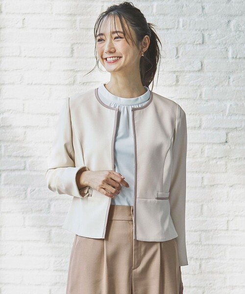 【セール】【洗える】バイカラードビー ジャケット（ノーカラージャケット）｜any SiS（エニィスィス）