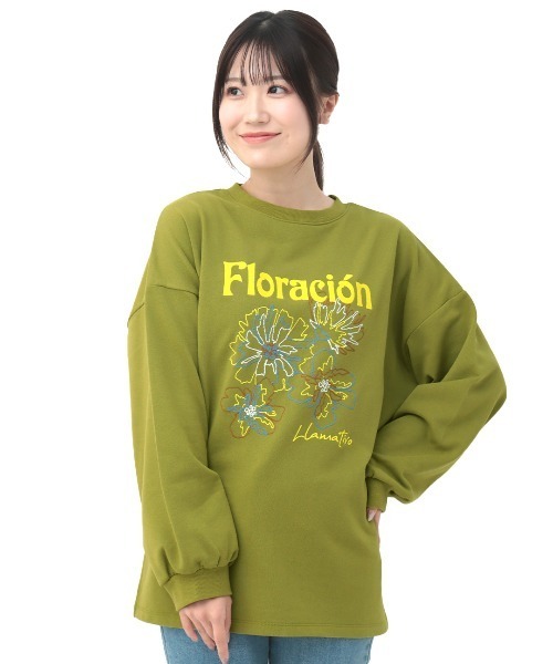 チチカカ（チチカカ）の「フラワーモチーフ刺繍プルオーバー（Tシャツ/カットソー・レディース・ブラック/ライトグレー/ライム・FREE）」の9枚目の写真