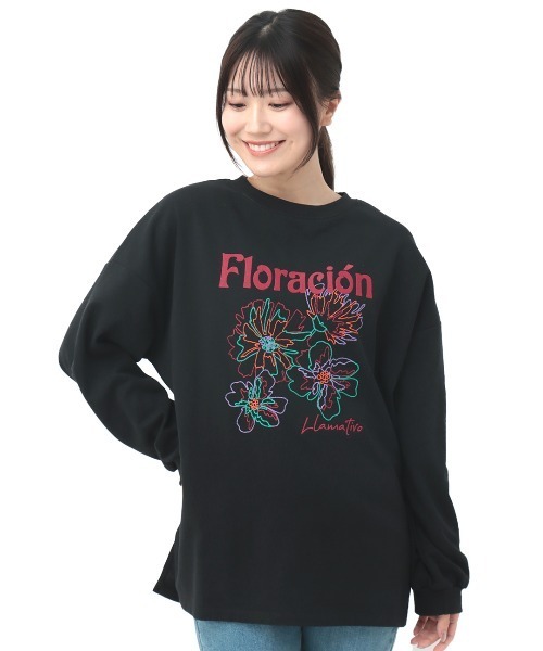 チチカカ（チチカカ）の「フラワーモチーフ刺繍プルオーバー（Tシャツ/カットソー・レディース・ブラック/ライトグレー/ライム・FREE）」の10枚目の写真