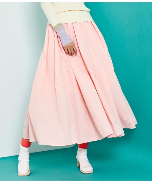 Settimissimo（セッティミッシモ）の「タフタ ギャザー フレア マキシ丈 スカート ロング（スカート・レディース・ライトグレー/ピンク/ブラック・FREE）」の3枚目の写真