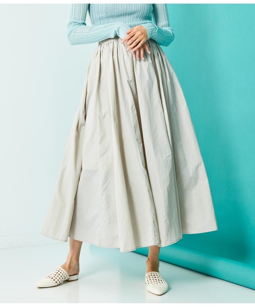 Settimissimo（セッティミッシモ）の「タフタ ギャザー フレア マキシ丈 スカート ロング（スカート・レディース・ライトグレー/ピンク/ブラック・FREE）」の11枚目の写真