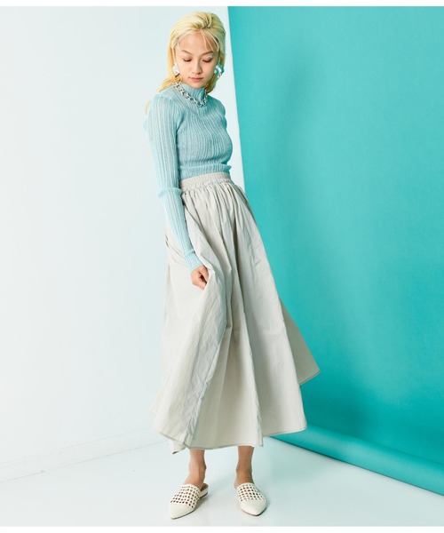 Settimissimo（セッティミッシモ）の「タフタ ギャザー フレア マキシ丈 スカート ロング（スカート・レディース・ライトグレー/ピンク/ブラック・FREE）」の18枚目の写真