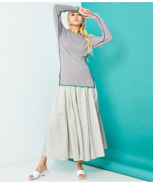 Settimissimo（セッティミッシモ）の「タフタ ギャザー フレア マキシ丈 スカート ロング（スカート・レディース・ライトグレー/ピンク/ブラック・FREE）」の19枚目の写真