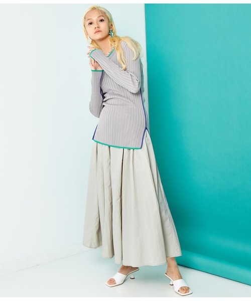 Settimissimo（セッティミッシモ）の「タフタ ギャザー フレア マキシ丈 スカート ロング（スカート・レディース・ライトグレー/ピンク/ブラック・FREE）」の14枚目の写真