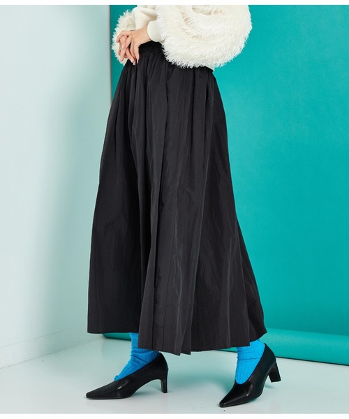 Settimissimo（セッティミッシモ）の「タフタ ギャザー フレア マキシ丈 スカート ロング（スカート・レディース・ライトグレー/ピンク/ブラック・FREE）」の7枚目の写真