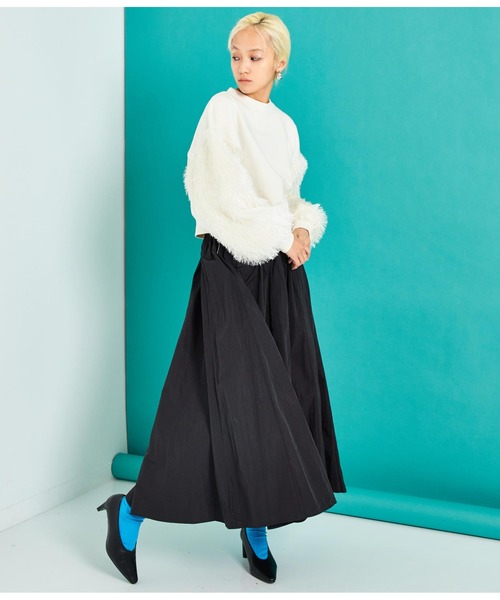 Settimissimo（セッティミッシモ）の「タフタ ギャザー フレア マキシ丈 スカート ロング（スカート・レディース・ライトグレー/ピンク/ブラック・FREE）」の8枚目の写真