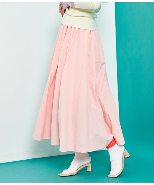 Settimissimo（セッティミッシモ）の「タフタ ギャザー フレア マキシ丈 スカート ロング（スカート・レディース・ライトグレー/ピンク/ブラック・FREE）」の16枚目の写真