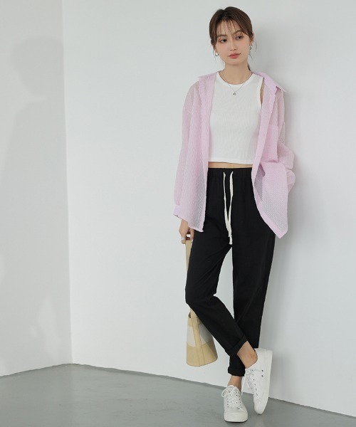 COCOMOMO(ココモモ)の「イージーテーパードパンツ(チノパンツ・レディース・レンガ/ミント/ライトブラウン/グレー/ネイビー/ライトグリーン/アイボリー/ピンク/ブラック/ホワイト・M/L/XL)」の19枚目の写真