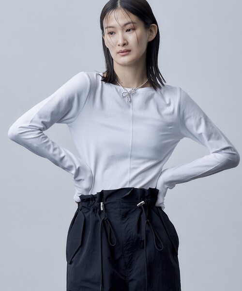 Firsthand（ファーストハンド）の「Firsthand/ファーストハンド オーガニックコットン天竺2WAYボディスーツ / レオタード（Tシャツ/カットソー・レディース・ブラック/ホワイト・ﾌﾘ-）」の3枚目の写真