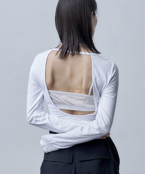 Firsthand（ファーストハンド）の「Firsthand/ファーストハンド オーガニックコットン天竺2WAYボディスーツ / レオタード（Tシャツ/カットソー・レディース・ブラック/ホワイト・ﾌﾘ-）」の10枚目の写真