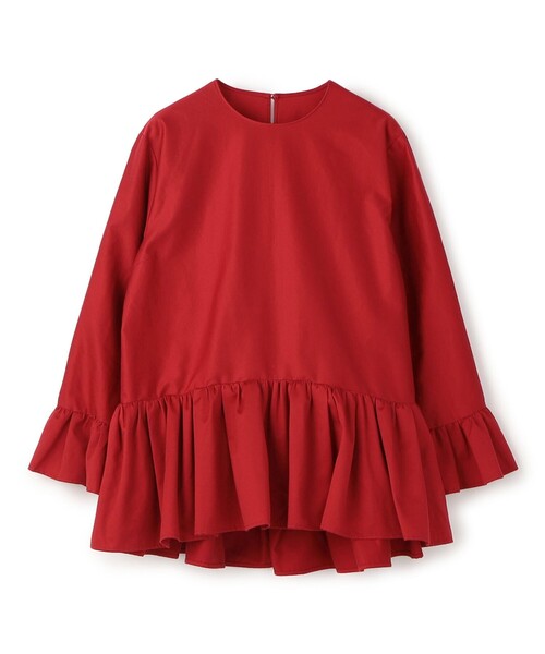 トゥモローランドコレクション 未使用品 モールスキン ラッフルカラーブラウス 黒 セール】 ルミエールモールスキン ラッフルカラーブラウス