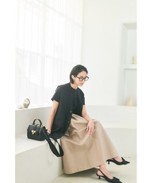 タックボリュームマットサテンレアロングスカート