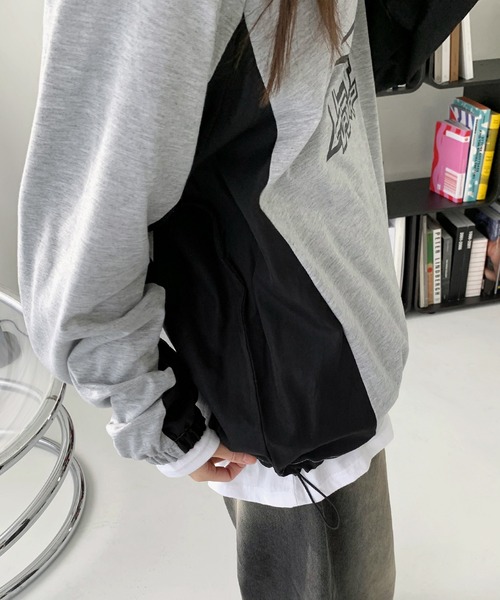 新品未使用！限定TWICE4thフードトレーナー/ももりん/ブラック/一点物 UNISEX] ブロケット・コアスポーティープリントストリングバイ