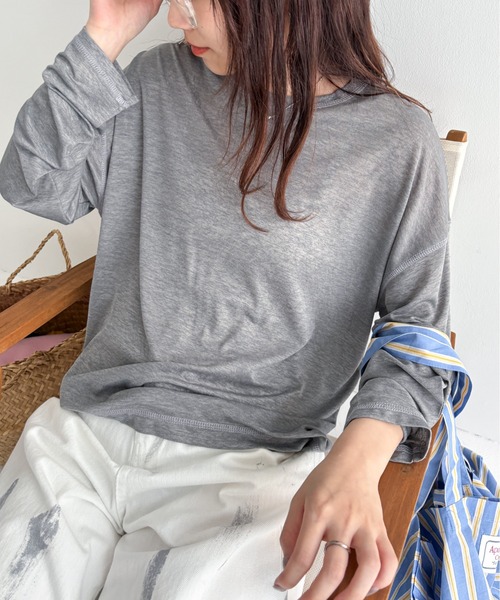 EPIMI E'PIMMY(エピミエピミー)の「スラブシアーBIGロンT(Tシャツ/カットソー・レディース・オフホワイト/グレー/ブルー・MEDIUM)」の3枚目の写真