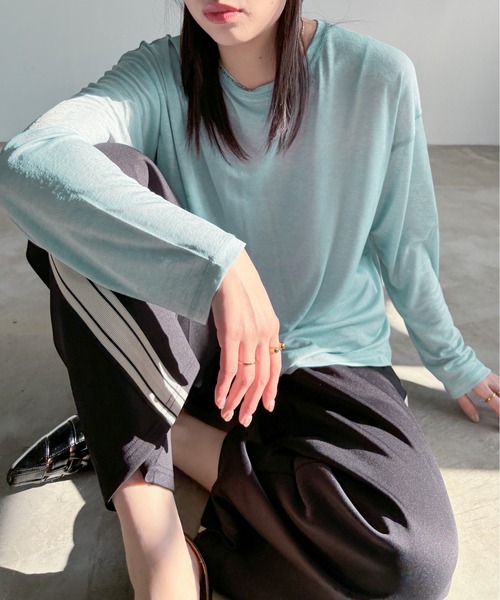 EPIMI E'PIMMY(エピミエピミー)の「スラブシアーBIGロンT(Tシャツ/カットソー・レディース・オフホワイト/グレー/ブルー・MEDIUM)」の12枚目の写真