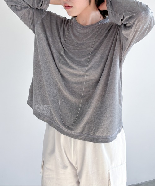 EPIMI E'PIMMY(エピミエピミー)の「スラブシアーBIGロンT(Tシャツ/カットソー・レディース・オフホワイト/グレー/ブルー・MEDIUM)」の4枚目の写真