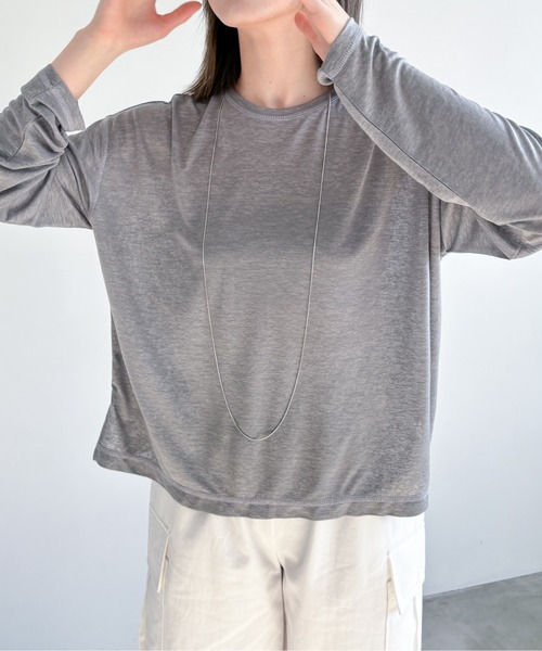 EPIMI E'PIMMY(エピミエピミー)の「スラブシアーBIGロンT(Tシャツ/カットソー・レディース・オフホワイト/グレー/ブルー・MEDIUM)」の5枚目の写真