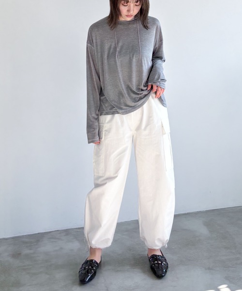 EPIMI E'PIMMY(エピミエピミー)の「スラブシアーBIGロンT(Tシャツ/カットソー・レディース・オフホワイト/グレー/ブルー・MEDIUM)」の6枚目の写真