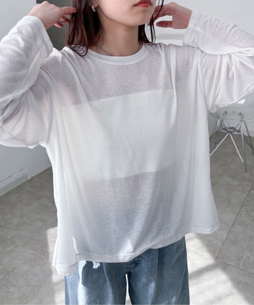 EPIMI E'PIMMY(エピミエピミー)の「スラブシアーBIGロンT(Tシャツ/カットソー・レディース・オフホワイト/グレー/ブルー・MEDIUM)」の18枚目の写真
