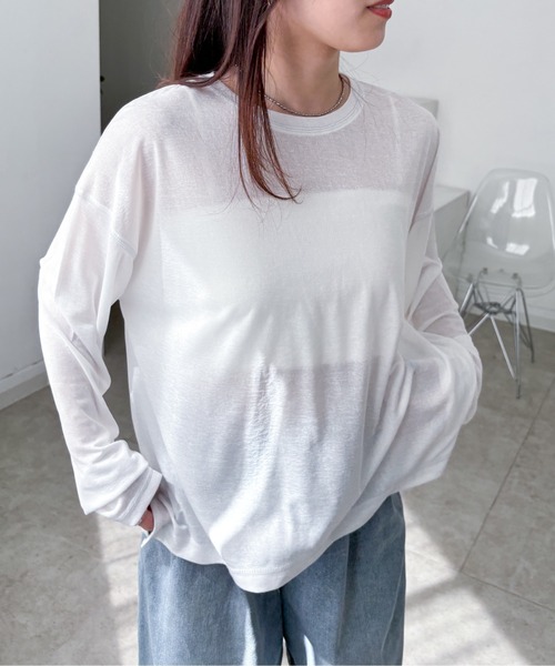 EPIMI E'PIMMY(エピミエピミー)の「スラブシアーBIGロンT(Tシャツ/カットソー・レディース・オフホワイト/グレー/ブルー・MEDIUM)」の19枚目の写真