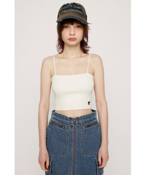 SLY(スライ)の「SLY PATCH CROPPED KNIT CAMI スライ パッチ クロップド ニット キャミソール(キャミソール・レディース・グレー/ホワイト/ブラック・FREE)」の17枚目の写真