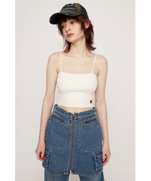 SLY(スライ)の「SLY PATCH CROPPED KNIT CAMI スライ パッチ クロップド ニット キャミソール(キャミソール・レディース・グレー/ホワイト/ブラック・FREE)」の19枚目の写真