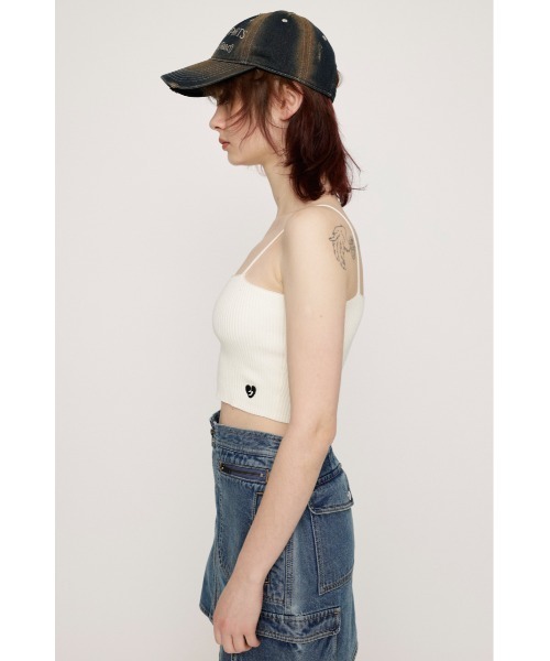 SLY(スライ)の「SLY PATCH CROPPED KNIT CAMI スライ パッチ クロップド ニット キャミソール(キャミソール・レディース・グレー/ホワイト/ブラック・FREE)」の20枚目の写真