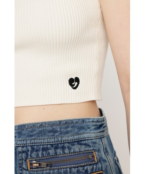 SLY(スライ)の「SLY PATCH CROPPED KNIT CAMI スライ パッチ クロップド ニット キャミソール(キャミソール・レディース・グレー/ホワイト/ブラック・FREE)」の22枚目の写真