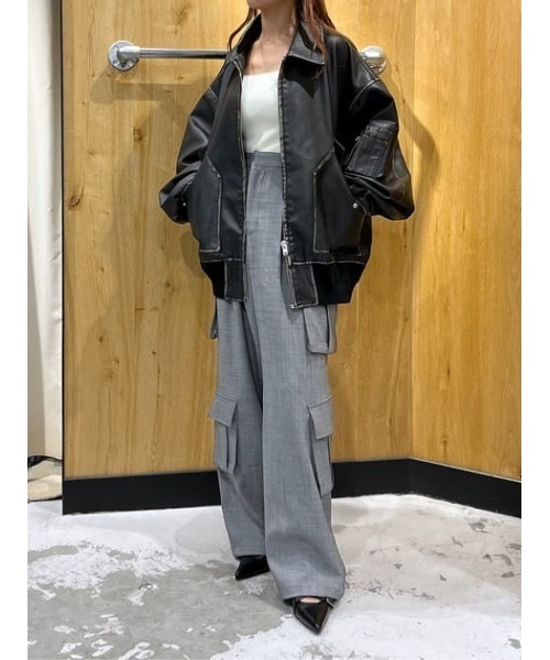 SLY(スライ)の「SLY PATCH CROPPED KNIT CAMI スライ パッチ クロップド ニット キャミソール(キャミソール・レディース・グレー/ホワイト/ブラック・FREE)」の7枚目の写真