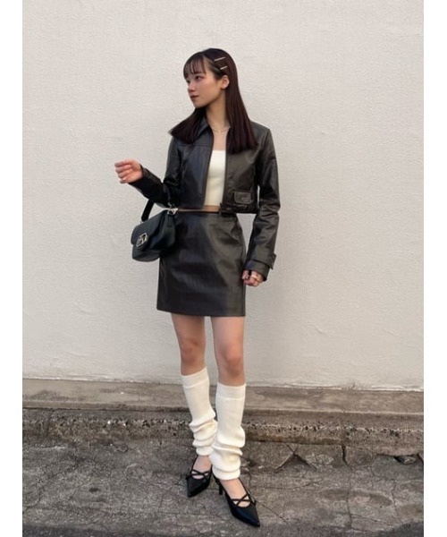 SLY(スライ)の「SLY PATCH CROPPED KNIT CAMI スライ パッチ クロップド ニット キャミソール(キャミソール・レディース・グレー/ホワイト/ブラック・FREE)」の9枚目の写真