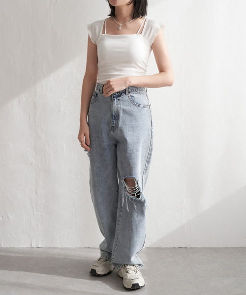 VENCEEXCHANGE（ヴァンスエクスチェンジ）の「2wayフレンチスリーブタンクトップ（タンクトップ・レディース・ホワイト/ブラック/グレー・FREE）」の15枚目の写真