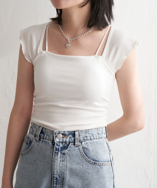 VENCEEXCHANGE（ヴァンスエクスチェンジ）の「2wayフレンチスリーブタンクトップ（タンクトップ・レディース・ホワイト/ブラック/グレー・FREE）」の13枚目の写真