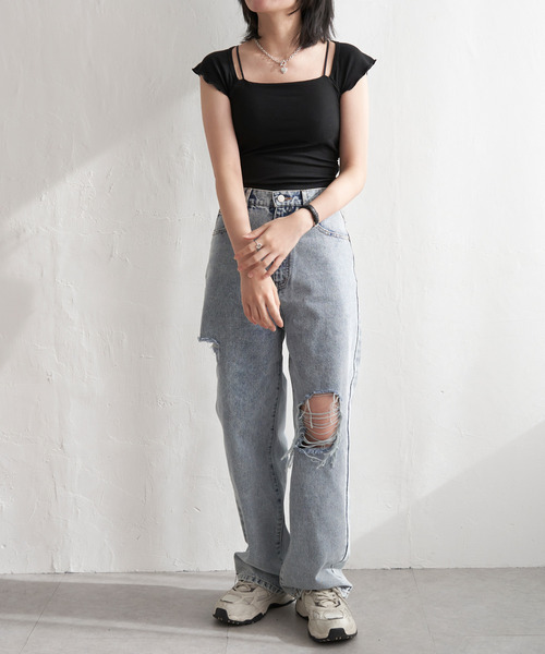 VENCEEXCHANGE（ヴァンスエクスチェンジ）の「2wayフレンチスリーブタンクトップ（タンクトップ・レディース・ホワイト/ブラック/グレー・FREE）」の20枚目の写真