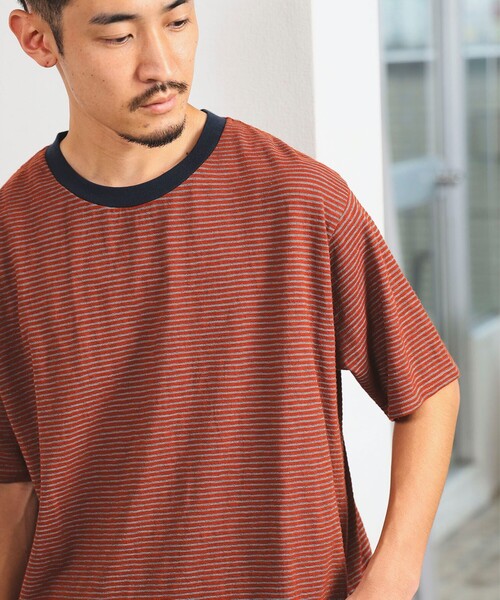 B:MING by BEAMS(ビーミングバイビームス)の「B:MING by BEAMS / リンガースラブ ボーダー Tシャツ(Tシャツ/カットソー・メンズ・ネイビー/ブラウン・MEDIUM/SMALL/LARGE/X-LARGE)」の1枚目の写真