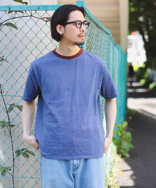 B:MING by BEAMS(ビーミングバイビームス)の「B:MING by BEAMS / リンガースラブ ボーダー Tシャツ(Tシャツ/カットソー・メンズ・ネイビー/ブラウン・MEDIUM/SMALL/LARGE/X-LARGE)」の5枚目の写真