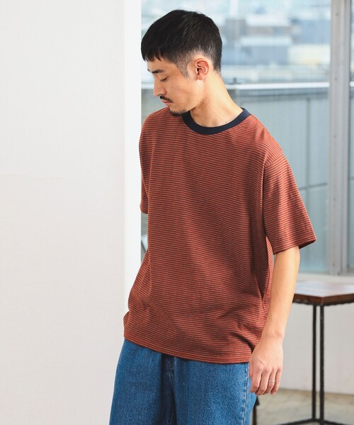 B:MING by BEAMS(ビーミングバイビームス)の「B:MING by BEAMS / リンガースラブ ボーダー Tシャツ(Tシャツ/カットソー・メンズ・ネイビー/ブラウン・MEDIUM/SMALL/LARGE/X-LARGE)」の8枚目の写真